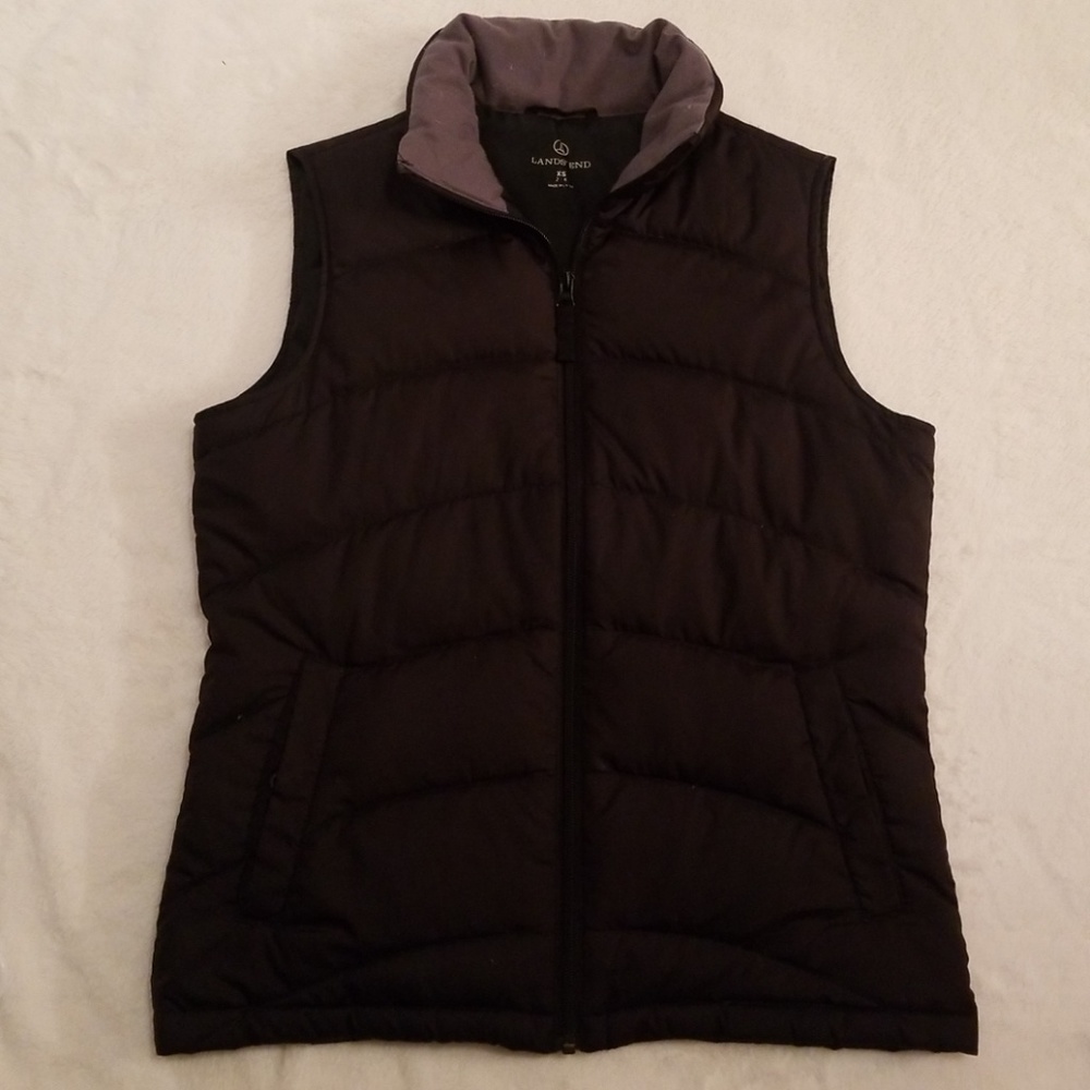 Black feather down vest